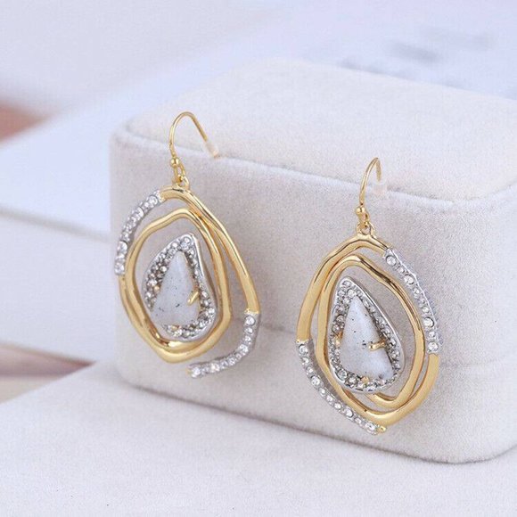 New Alexis Bittar Spiral Gold Crystal Earrings - Picture 1 of 8